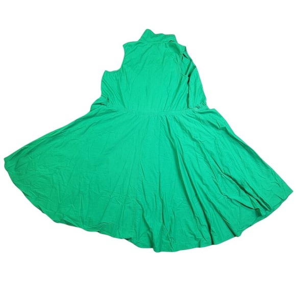 Ashley Stewart Shirt Dress Women's 20 Green Ruffle Trim Sleeveless A-Line Modest - Picture 3 of 7